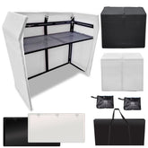 AxcessAbles DJ Booth XL Portable DJ Facade Booth Table with Black and White Scrims, Carry Case | 58" x 29" x 52" | DJ Mixer Stand - Open Box